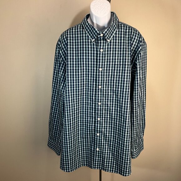 Duluth Trading Co. Men's blue Wrinkle Fighter Maga-Ready buttons shirt 2XLT Tall - Picture 5 of 6